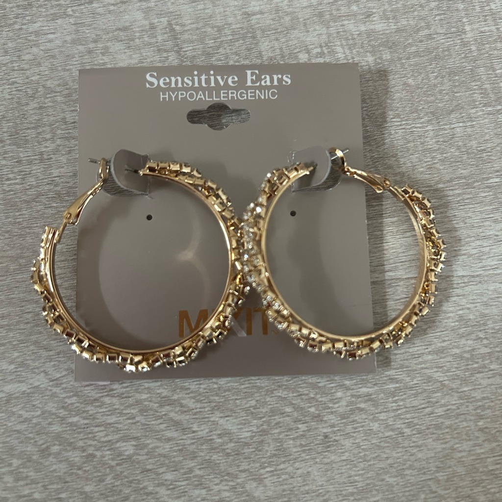 Mixit Crystal Embellished Latch Hoops